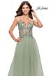 La Femme 31369 Criss Cross Back Floral Top Dress