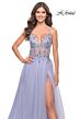 La Femme 31369 Criss Cross Back Floral Top Dress