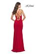 La Femme 31370 Plunging V-Neckline Lace-Up Back Dress