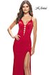 La Femme 31370 Plunging V-Neckline Lace-Up Back Dress