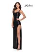 La Femme 31372 Scoop Neckline Mid-Rise Open Back Dress