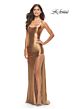 La Femme 31372 Scoop Neckline Mid-Rise Open Back Dress