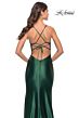 La Femme 31375 Deep V-Neckline Lace-Up Back Dress