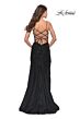 La Femme 31382 Sheer Corset Cutaway Slit Embroidered Dress