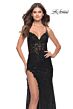La Femme 31382 Sheer Corset Cutaway Slit Embroidered Dress