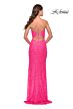 La Femme 31388 Bead Applique Lace-Up Back Dress