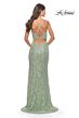 La Femme 31388 Bead Applique Lace-Up Back Dress