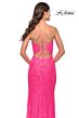 La Femme 31388 Bead Applique Lace-Up Back Dress