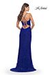 La Femme 31388 Bead Applique Lace-Up Back Dress