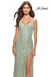La Femme 31388 Bead Applique Lace-Up Back Dress