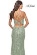 La Femme 31388 Bead Applique Lace-Up Back Dress