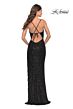La Femme 31389 Fringe Slit Tie Back Sequin Dress