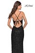 La Femme 31389 Fringe Slit Tie Back Sequin Dress