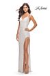 La Femme 31389 Fringe Slit Tie Back Sequin Dress