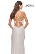 La Femme 31389 Fringe Slit Tie Back Sequin Dress