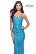 La Femme 31390 Geometric Sequin Lace-Up Dress