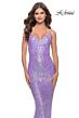 La Femme 31390 Geometric Sequin Lace-Up Dress