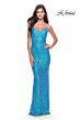 La Femme 31390 Geometric Sequin Lace-Up Dress