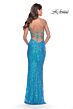 La Femme 31390 Geometric Sequin Lace-Up Dress