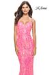 La Femme 31390 Geometric Sequin Lace-Up Dress