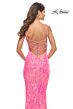 La Femme 31390 Geometric Sequin Lace-Up Dress
