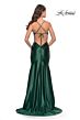La Femme 31397 Draped Neckline Low Open Tie-Back Dress