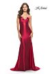 La Femme 31397 Draped Neckline Low Open Tie-Back Dress