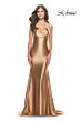 La Femme 31397 Draped Neckline Low Open Tie-Back Dress