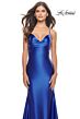 La Femme 31397 Draped Neckline Low Open Tie-Back Dress