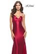 La Femme 31397 Draped Neckline Low Open Tie-Back Dress