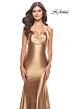 La Femme 31397 Draped Neckline Low Open Tie-Back Dress