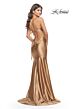 La Femme 31397 Draped Neckline Low Open Tie-Back Dress