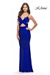 La Femme 31399 Rhinestone-Embellished V-Neckline Dress