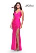 La Femme 31400 Cowl V-Neckline Open Tie-Back Dress