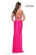 La Femme 31400 Cowl V-Neckline Open Tie-Back Dress
