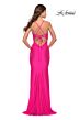 La Femme 31401 Surplice V-Neckline Lace-Up Back Dress