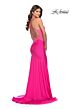 La Femme 31403 Shallow V-Neckline Low Crisscross Back Dress