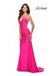 La Femme 31403 Shallow V-Neckline Low Crisscross Back Dress