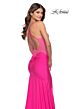 La Femme 31403 Shallow V-Neckline Low Crisscross Back Dress