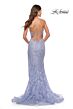 La Femme 31404 Sharkbite Slit Tie Back Lace Dress
