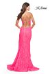 La Femme 31404 Sharkbite Slit Tie Back Lace Dress