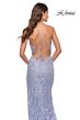 La Femme 31404 Sharkbite Slit Tie Back Lace Dress