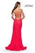 La Femme 31404 Sharkbite Slit Tie Back Lace Dress