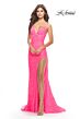 La Femme 31404 Sharkbite Slit Tie Back Lace Dress