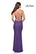 La Femme 31409 Deep V-Neckline Open Lace-Up Back Dress