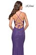 La Femme 31409 Deep V-Neckline Open Lace-Up Back Dress