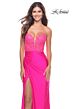 La Femme 31411 Sheer Lace Bodice Strapless Sweetheart Neckline Dress