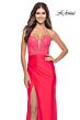 La Femme 31411 Sheer Lace Bodice Strapless Sweetheart Neckline Dress