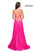 La Femme 31412 Deep V-Neckline Open Lace-Up Back Dress