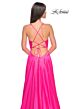 La Femme 31412 Deep V-Neckline Open Lace-Up Back Dress